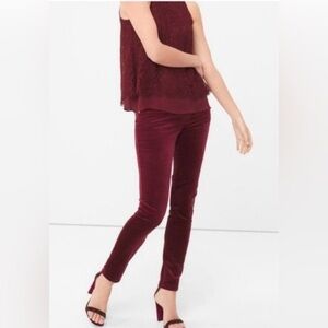 White House Black Market‎ Slim Leg Corduroy Pants Size 0 in Burgundy Plum Wine